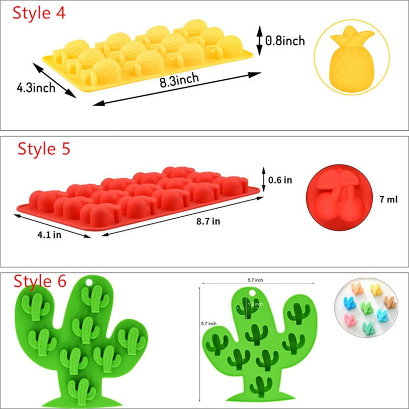 Feiskoo Hawaiian Cactus Flamingo Silicone Ice Molds Maker Bar Party Drink Freeze Molds Silicone Mold For Ice Cube Trays Moulds