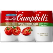 Campbell's 100% Tomato Juice, 5.5 fl oz Can, 6 Count