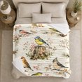 thumbnail image 5 of Cute Bird Sanctuary, Festive Holiday Scene, Warm Flannel Blanket for Cabin and Lodge with Detailed Artwork with Rich Color Accents, Art Lovers Christmas Gift, Festive Home Decor, 5 of 9