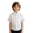 thumbnail image 4 of FYDUU White Shirts for Boys Back To School Shirt Short Sleeve Button Down Dress Shirts Classic-Fit School Uniform Shirt Kids Formal Tops 4-5 Years, 4 of 4