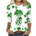 thumbnail image 2 of xixinqiwan Womens Plus Size Shamrocks Graphic Tees,Women Lucky Four-Leaf Clover Graphic Shamrock Slainte Tshirt Carnival Seven Sleeve Tee Tops, 2 of 6