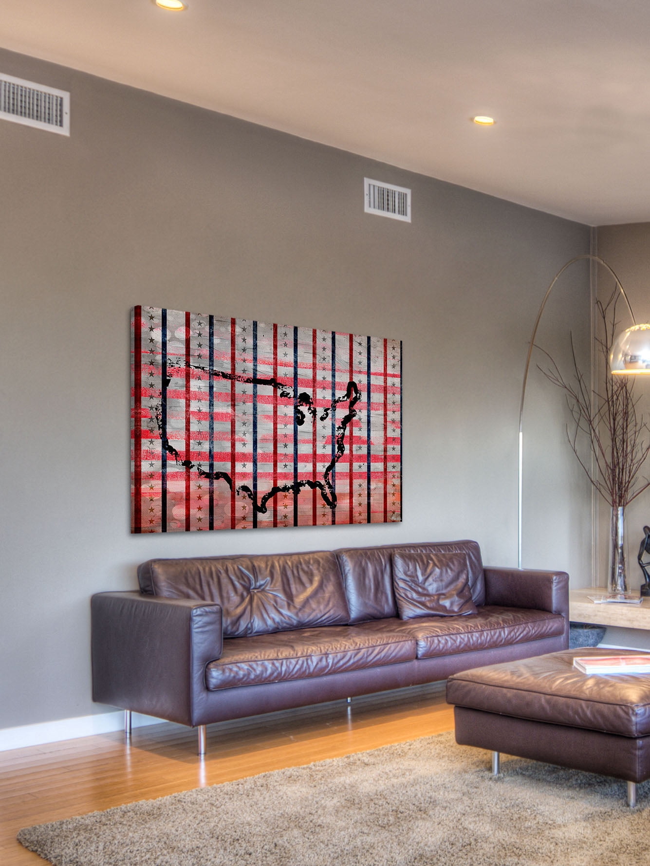 Parvez Taj "USA Outline" Print on Canvas