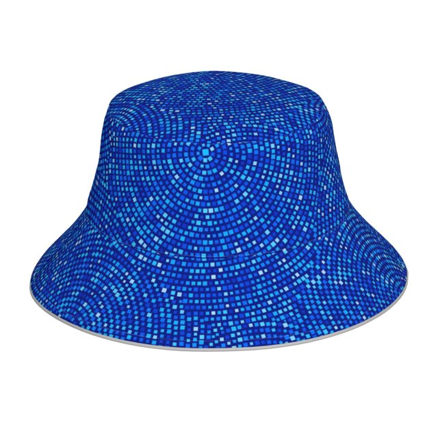 Fotbe Blue Circles Mosaic Sombrero Tipo Pescador con Estampado – Sombrero de Sol de Algodón de Moda para Playa, Golf, Pesca
