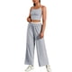 thumbnail image 4 of Conjunto de chándal para mujer ATHLECHIC, con tirantes de espagueti, top corto y pantalones rectos, talla XL, gris, 4 of 5
