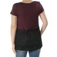 thumbnail image 2 of maison Jules Womens Peplim Lace Hem Knit Blouse, Red, Small, 2 of 2