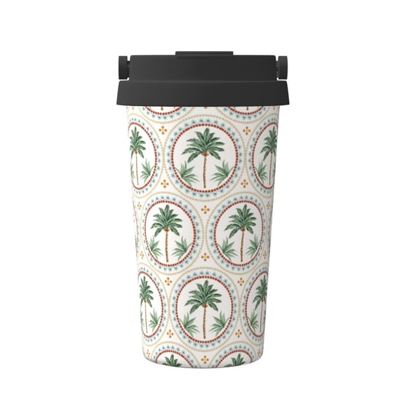 Rateoe palm trees Pattern Travel Coffee Mug Tumbler with Flip Lid | Reusable Insulated Stainless Steel Cold Brew Iced Coffee Cup Thermos