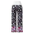 thumbnail image 6 of Bjutir Womens Flower Print Yoga Pants With Drawstring Casual Wide Leg Loose Elastic High Waist Printed Long Pants Sweatpants Summer Outdoor Sport Joggers L, 6 of 7
