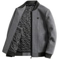 thumbnail image 5 of SWSMCLT Men's Wool Coats Quilted Bomber Jackets Long Sleeve Slim Fit Cozy Pocket Casual Jackets Spring Fall Top Thick Warm Grey X-Small, 5 of 5