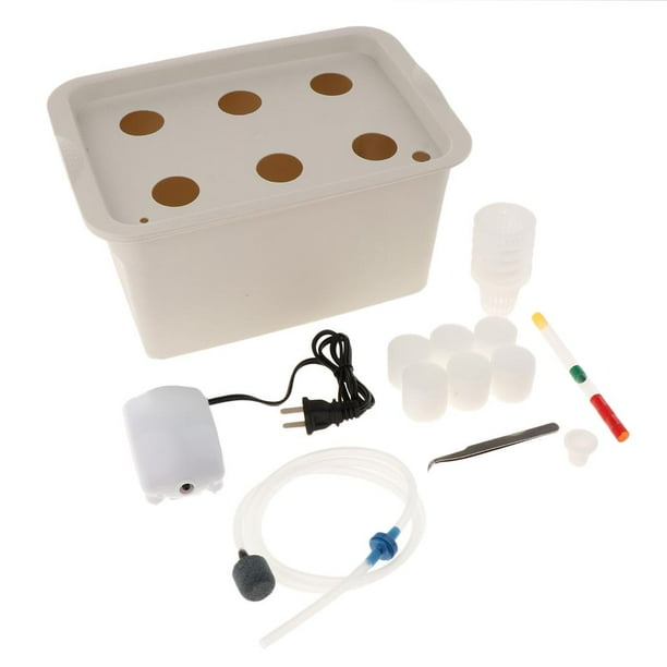 6 Agujeros Interior Pequeño Sistema Hidropónico pequeña sala Caja Jardín para hogar gris CUTICAT Sistema hidropónico Cajas de cultivo