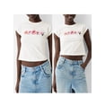 thumbnail image 4 of Michellecmm Women Short Sleeve T-Shirts Fruit/Floral/Star Print Round Neck Shirts Summer Casual Slim Fit Tops Streetwear, 4 of 9