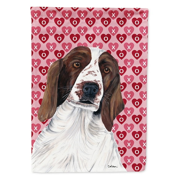 Welsh Springer Spaniel Hearts Love Valentine's Day Flag Canvas House Size