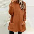 thumbnail image 4 of Feancey Fuzzy Pajamas for Women Long Sleeve Crewneck Thermal Tops Winter Warm Fleece Pullover Sweatshirts Comfy Loose Loungewear with Pockets Orange M, 4 of 5