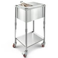 thumbnail image 5 of KFFKFF Rolling Ice Chest Cooler Cart, 20"L x 14"W x 38"H Stainless Steel Cooling Bin with Wheels, 29.6 Quart Outdoor Cooler Trolley with Shelf for Patio, Backyard, Party, and Cold Beverages, 5 of 10