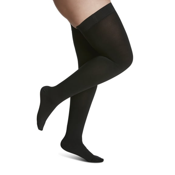 Sigvaris Specialty 554 Secure Women's 40-50 Closed Toe Thigh High Compression Stockings w/Silicone Band Black G1 Short