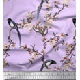 thumbnail image 3 of Soimoi Purple Cotton Voile Fabric Floral & Paradise Whydah Bird Print Sewing Fabric Yard 58 Inch Wide, 3 of 3
