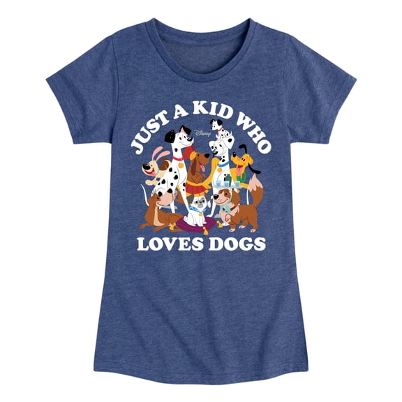 Disney Classics - Cats & Dogs - Just A Kid Who Loves Dogs - Toddler And Youth Girls Short Sleeve Graphic T-Shirt