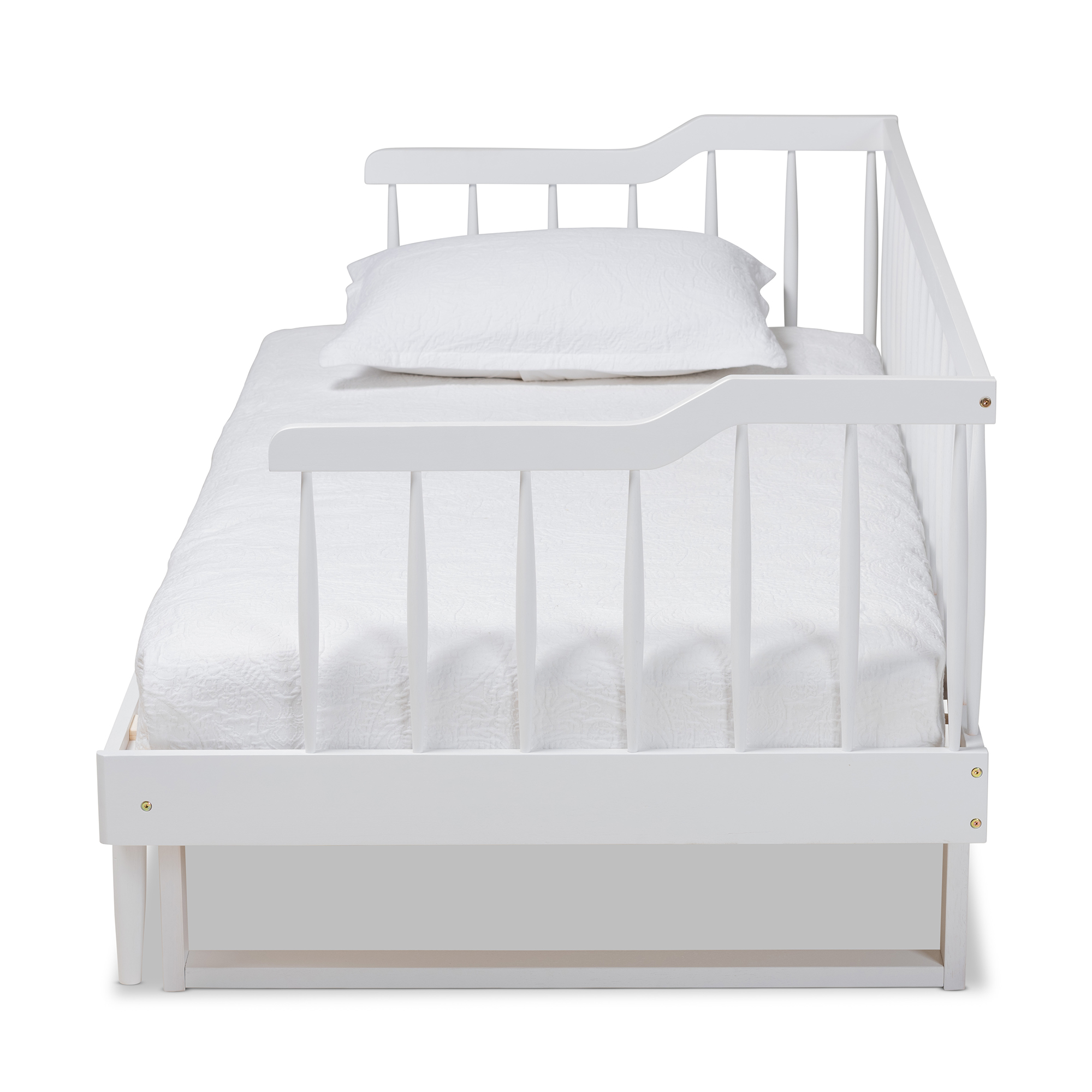 Baxton Studio Muriel Modern and Transitional White Finished Wood Expandable Twin Size to King Size Spindle Daybed
