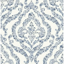 NuWallpaper Blue Guildford Vinyl Peel And Stick Wallpaper, 216-in by 20.5-in, 30.75 sq. ft.