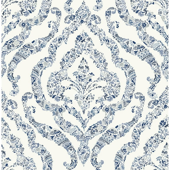 NuWallpaper Blue Guildford Vinyl Peel And Stick Wallpaper, 216-in by 20.5-in, 30.75 sq. ft.