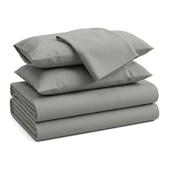 4βPiece Olympic Queen Sheet Set, 66"x80", 15 Inch Deep, Light Grey Cotton Bedding, For Bedroom Bed Use