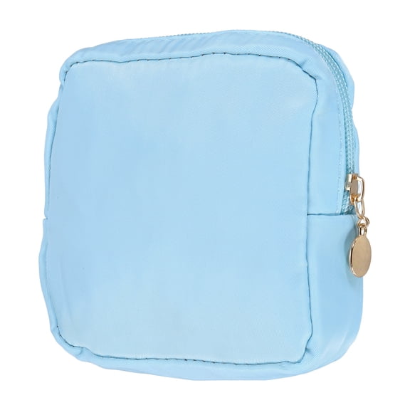 Uxcell Period Bag for Teen Girls Women, Portable Polyester Sanitary Towel Compact Cute Pouch with Zippers, Small Pouch Napkin Storage Pads Holder for Travel, Daily Use, Purse, Light Blue