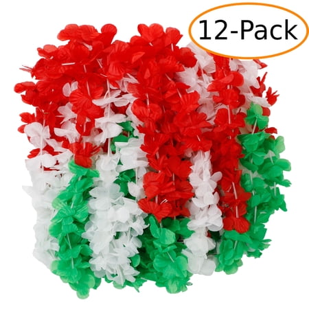 12 Hawaiian Leis (leis, green/red/white(mexico))