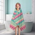 thumbnail image 6 of Pink and Blue Triangle Pattern Hooded Bath Towel，50"x30" for Ages 3 To 12 Kids, Quick Dry Lightweight Soft Microfiber Hood Beach Towel Cover Up for Kids, 6 of 7