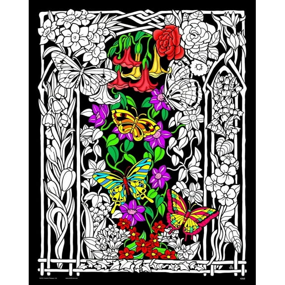 Stuff2Color Butterflies and Flowers Fuzzy Velvet Coloring 16" x 20" Poster