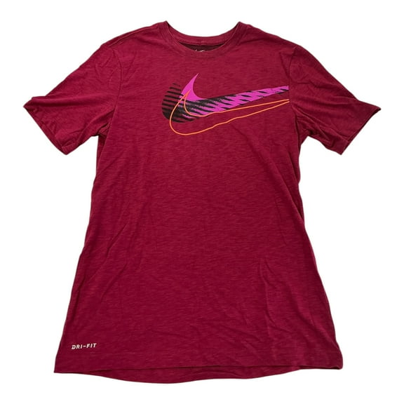 Nike Dri-FIT ?The Nike Tee? Maroon Men?s T-Shirt Swoosh Logo Short Sleeve
