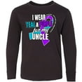 thumbnail image 3 of Inktastic Suicide Prevention I Wear Teal and Purple For My Uncle Long Sleeve Youth T-Shirt, 3 of 5