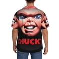thumbnail image 3 of Lsque Chucky print Men's Cuban Collar Short Sleeve Shirt Summer Beachwear Casual Button Down Fashionable Vacation Leisure Shirt-4X-Large, 3 of 7