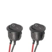 2x Black Round Circle Rocker Switches ON/OFF Wired Car/Truck DC 12V AC 125V/250V