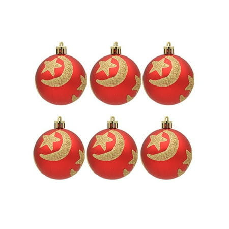 

XinDshop 1 Box Christmas Balls Moon Star Lightweight Bright Color Easy Hanging Christmas Tree Pendants Party Supplies