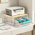 thumbnail image 5 of Kitchen Microwave Stand with Storage Basket, Countertop Storage Rack, White, 5 of 5