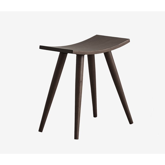 18 Inch Long Wood Mid Century Saddle Stool, Espresso Finish
