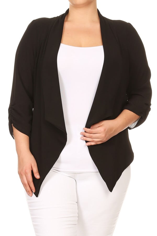 Plus Size Women's Open Front Solid Cardigan - Walmart.com