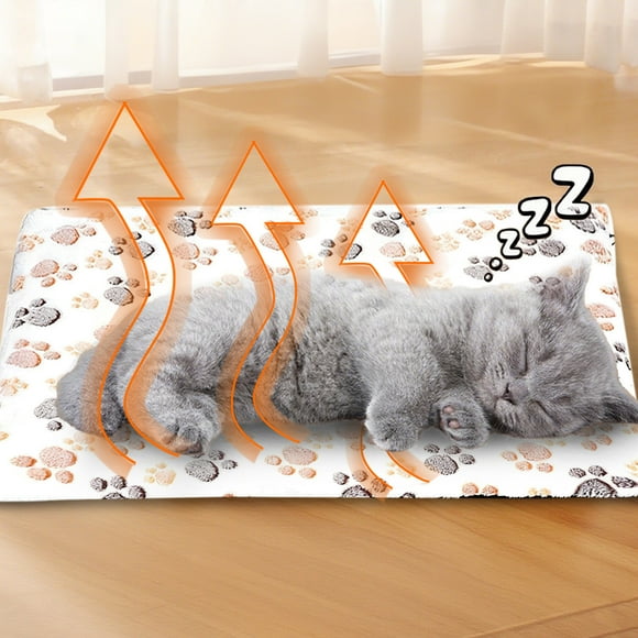 Lit pour Chat Autochauffant et Coussin Chauffant Réversible pour Usage Intérieur et Extérieur, Tapis de Confort Écoénergétique avec Tissu Durable et Housse Lavable à Motifs