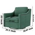thumbnail image 6 of Swivel Accent Chair, Paproos Linen Upholstered Armchair, 31’’Wide 360 Degree Swivel Barrel Chair with Cushions & Nailhead Trim, Comfy Reading Chair Club Sofa Chair for Living Room Bedroom， Green, 6 of 6