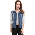 thumbnail image 3 of Día de San Patricio Chaqueta Vaquera Con Capucha Y Cordones En Capas Para Mujer Con Bolsillos Azul oscuro XS, 3 of 5