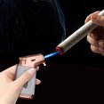thumbnail image 2 of HLONK Lighter Torch Lighter with Cigar V Cutter Direct Charge Lighter Metal Blue Flame Inflatable Fashion Lighter Windproof Lighter Gold, 2 of 7