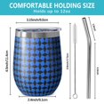 thumbnail image 5 of 12oz Stemless Wine Tumblers Blue Black Geometric Pattern Vacuum Insulated Stainless Steel Travel Tumbler Cups Mug with Lid and Straw for Champaign,Cocktail,Beer with Cleaning Brush, 5 of 5