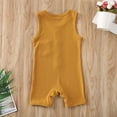 thumbnail image 3 of ITFABS Barboteuse d'Été en Coton pour Bébé, Combinaison Côtelée Sans Manches à Boutons de Couleur Unie, 3 of 7