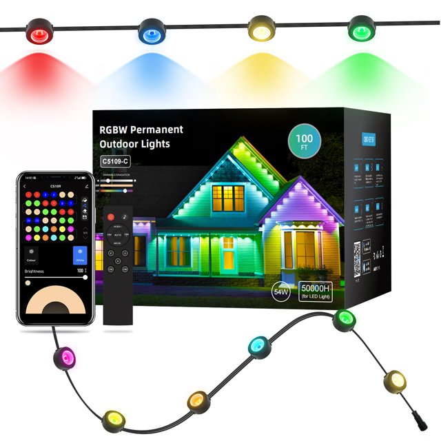 Luces exteriores APPECK Permanentes de 100 pies con 72 LED RGBW