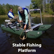 Sea Eagle 375fc FoldCat 1-2-Persons Inflatable Fishing Pontoon Boat, Lightweight & Portable, w/2 Green Swivel Seats, Pedestal, Oar Set, Scotty Rod Holders, Boat Bag, Pump- Pro Angler Guide Package