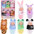 thumbnail image 1 of Set para bebés Toy Dolls Triamisus de 4 pulgadas con 6 sacos de dormir con animales, 1 of 9