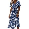 thumbnail image 2 of Womens Summer DressesShort Sleeve Wrap V-Neck Hight Waist Sundress A-Line Beach Vacation Dresses 2026, 2 of 7