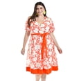 thumbnail image 4 of Vestido de flores escote cruzado Roman Fashion /Tallas Extras, 1432, (Naranja) naranja 42, 4 of 6