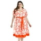 thumbnail image 4 of Vestido de flores escote cruzado Roman Fashion /Tallas Extras, 1432, (Naranja) naranja 38, 4 of 6