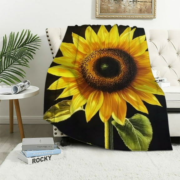 BCIIG Sunflower Warm Lightweight Soft Fleece Blanket All Seasons Sofa Decor Cow Gifts Blanket 40x50in