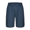 thumbnail image 4 of Dwellite Cargo Shorts for Men Below Knee Length Hiking Work Loose Fit Lightweight Bermuda Short with Multi Pockets Navy M, 4 of 6